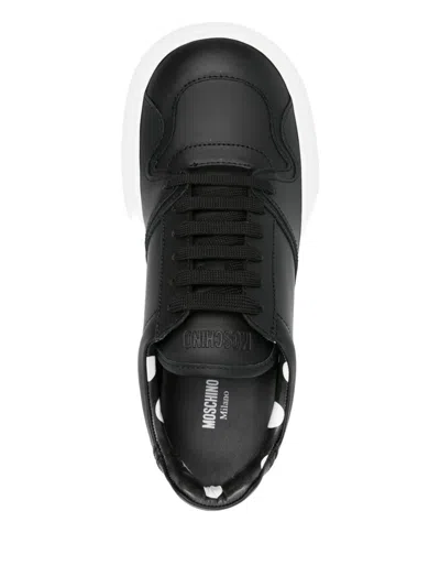 Moschino Sneakers In Calf Leather Ollie In Black