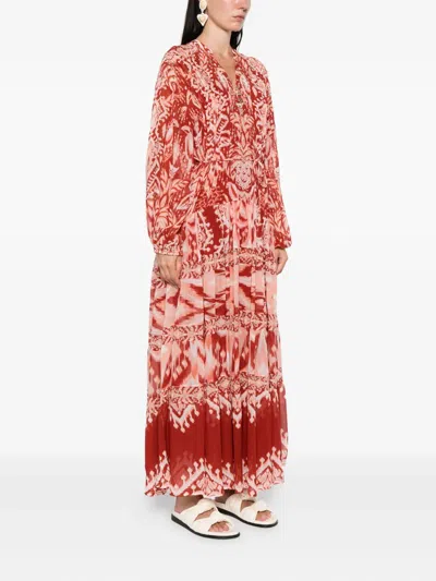 Farm Rio Tropical Tapestry Metallic Dress In Red
