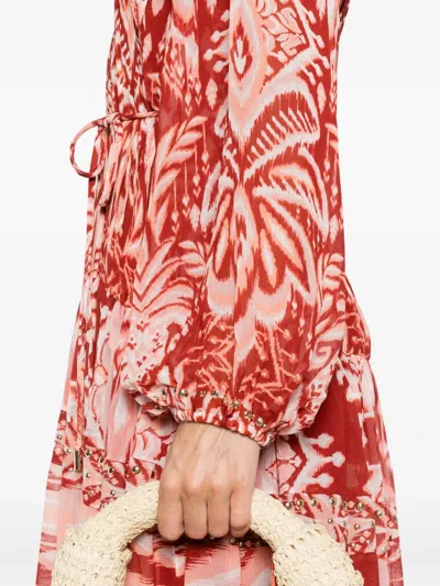 Farm Rio Tropical Tapestry Metallic Dress In Red