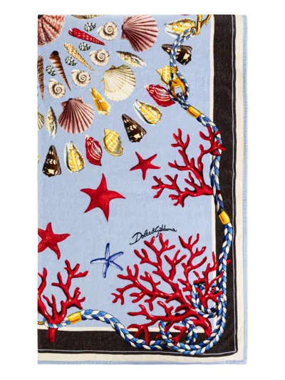 Dolce & Gabbana Coral-starfish Beach Towel In Blue