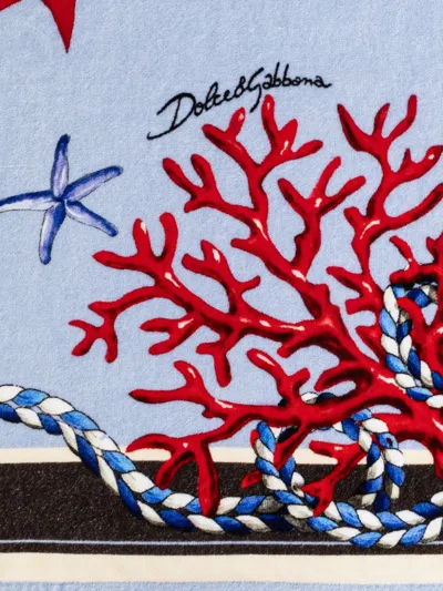 Dolce & Gabbana Coral-starfish Beach Towel In Blue