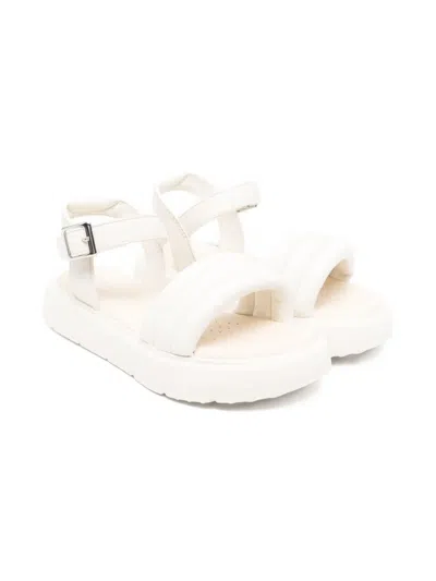 Geox Kodette Buckled Ribbed Sandals In White
