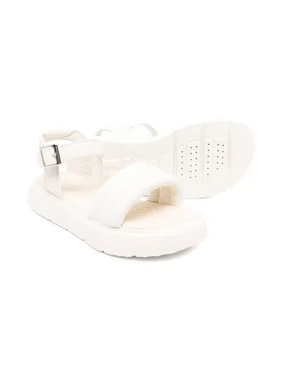 Geox Kodette Buckled Ribbed Sandals In White