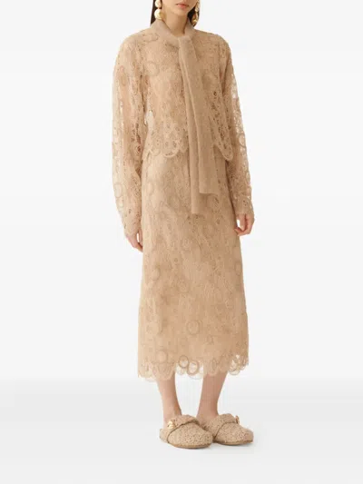 Fabiana Filippi Lace Cropped Shirt In Neutral