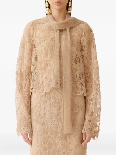 Fabiana Filippi Lace Cropped Shirt In Neutral