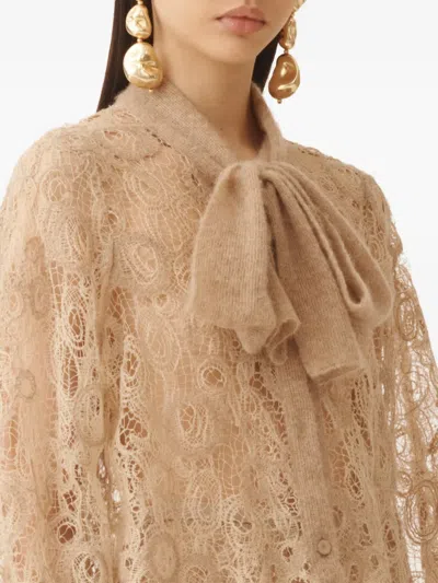 Fabiana Filippi Lace Cropped Shirt In Neutral