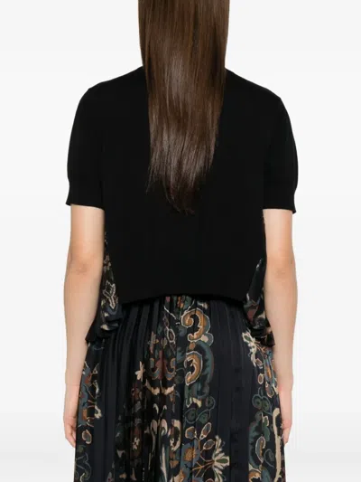 Sacai Pleated Floral Print Top In Multi