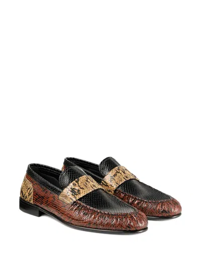Jimmy Choo Ellis Snakeskin-panelled Loafer In Brown