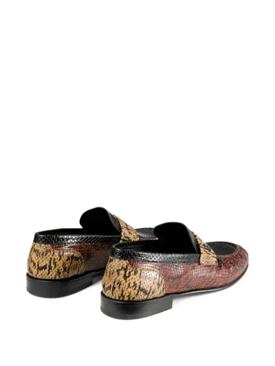 Jimmy Choo Ellis Snakeskin-panelled Loafer In Brown