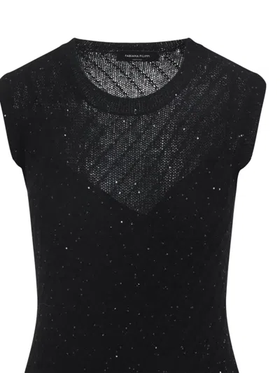 Fabiana Filippi Sleeveless A-line Evening Dress With Subtle Sparkle In Blue
