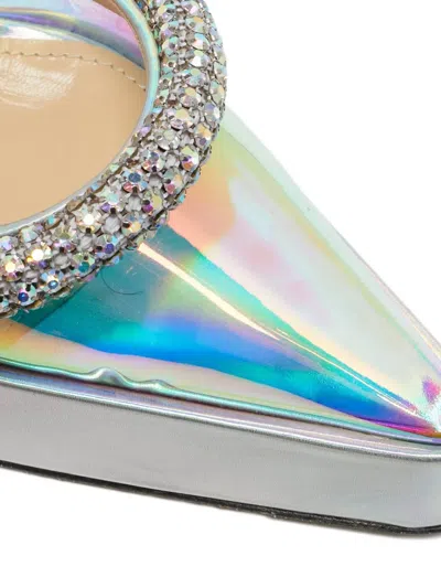 Pre-owned Mach&mach 140mm Kimberly Crystal Platform Pumps In Silver