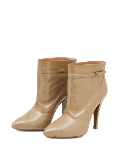 Pre-owned Maison Margiela 110mm Patent-finish Ankle Boots In Neutral