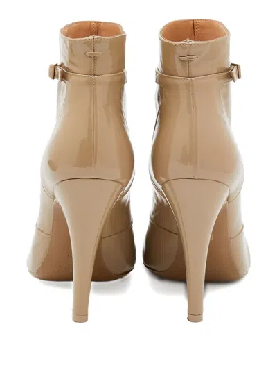 Pre-owned Maison Margiela 110mm Patent-finish Ankle Boots In Neutral