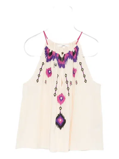 Ba&sh Pela Embroidered Halterneck Top In Neutral