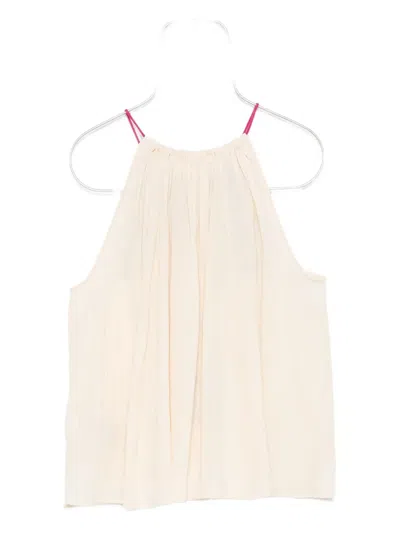 Ba&sh Pela Embroidered Halterneck Top In Neutral