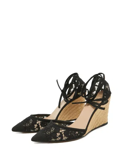 Pre-owned Valentino Garavani Lace Mesh Wedge Pumps
