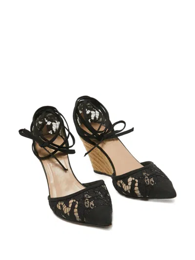 Pre-owned Valentino Garavani Lace Mesh Wedge Pumps