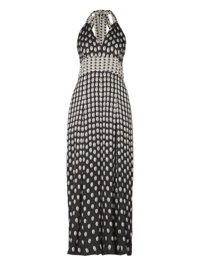 Temperley London Cowrie Print Halter Jumpsuit In Black