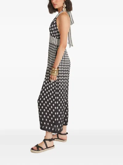 Temperley London Cowrie Print Halter Jumpsuit In Black