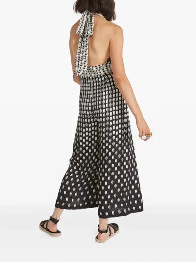 Temperley London Cowrie Print Halter Jumpsuit In Black