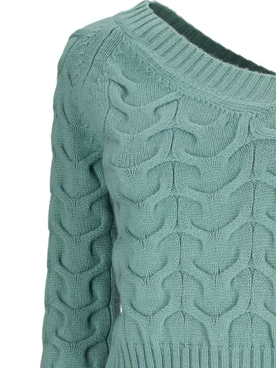 Max Mara Cable-knit One-shoulder Top In Green
