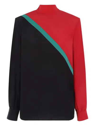 Gucci High-neck Panelled Blouse In Red