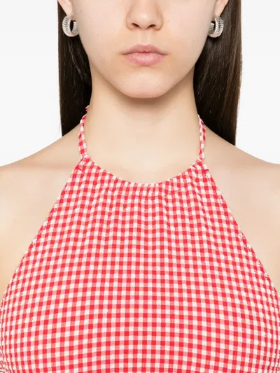 Hunza G Check-pattern Halterneck Top In Multi