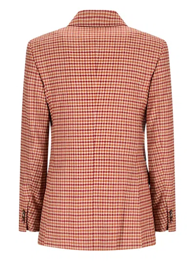 Max Mara Gingham Double-breasted Jacket In Red