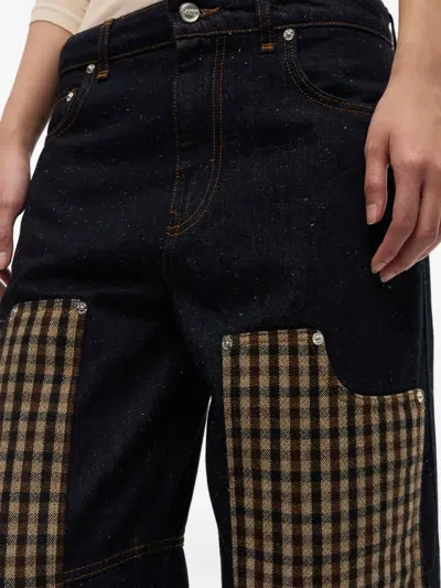 Ganni Neppy Carpenter Jeans In Dark Blue Stone In Multi