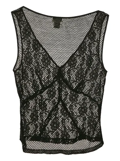 Pre-owned D&g Lace Mesh Top In Black