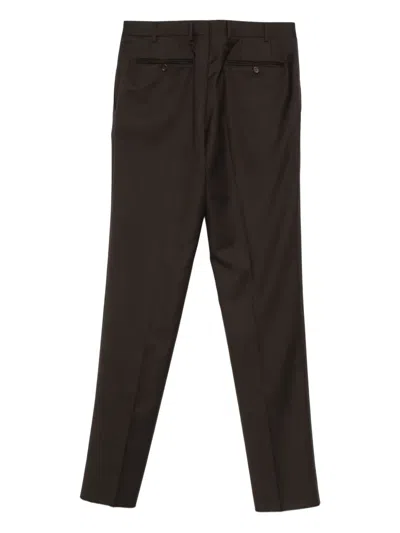 Canali Casual Pants With Belt Loops In Brown