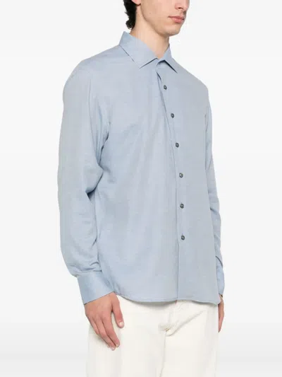 Brioni Button-down Shirt In Blue