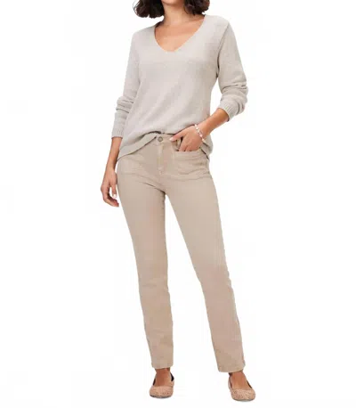Nic + Zoe Mid Rise Straight Pocket Jeans In Beige In Nude