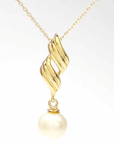 Savvy Cie Jewels Sterling Silver .925 Gold Plated Fresh Water Round Pearl Pendant