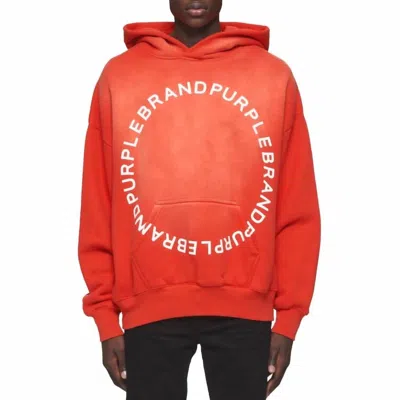 Purple Brand Fleece Circle Wordmark Hoodie In Core Red In Red