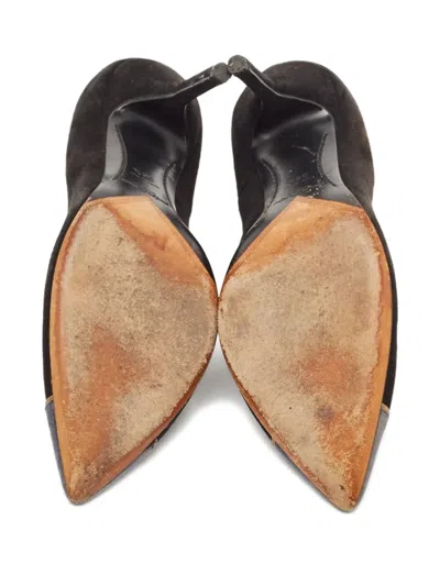 Pre-owned Saint Laurent 105mm Suede Pumps In Black