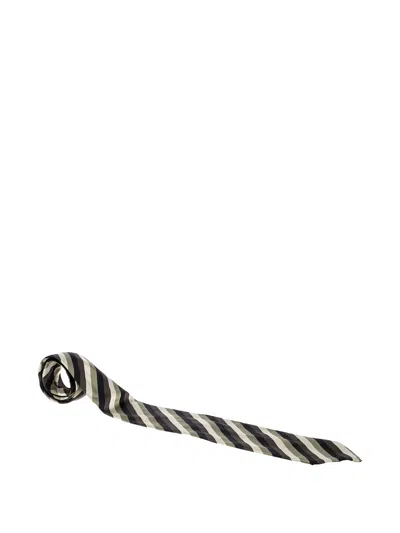 Pre-owned Giorgio Armani Striped Silk Tie In Multi