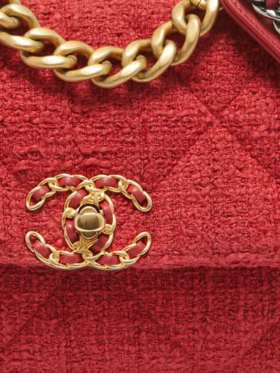 Pre-owned Chanel 2024 Tweed Shoulder Bag In Red