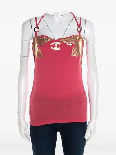 Pre-owned Just Cavalli Vintage Logo-print Top In Pink
