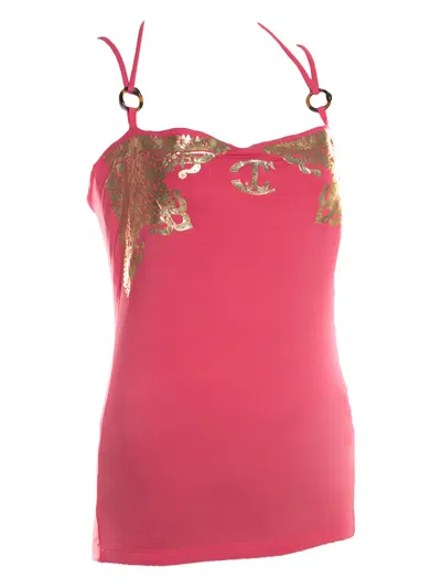 Pre-owned Just Cavalli Vintage Logo-print Top In Pink