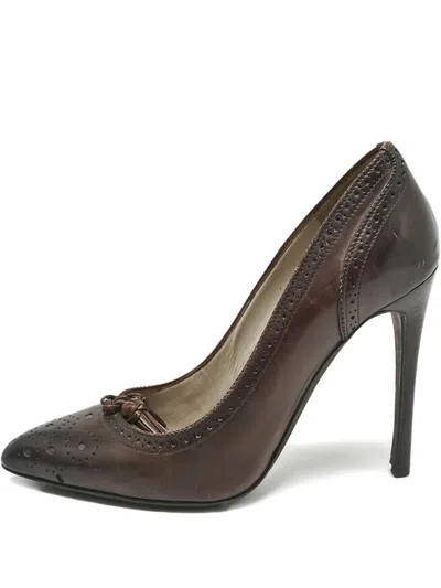 Pre-owned Tom Ford 120mm Brogue-detail Leather Pumps In Brown