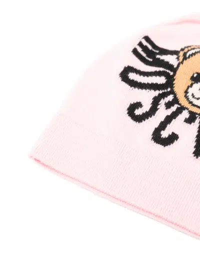 Moschino Teddy-embellishment Beanie In Pink