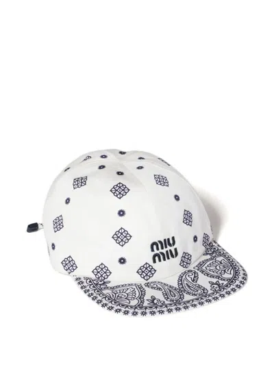 Miu Miu Paisley-print Baseball Cap In White