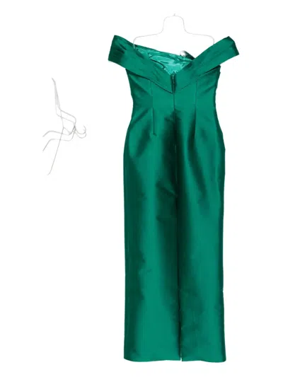 Tarik Ediz Izella Off-shoulder Midi Dress In Green