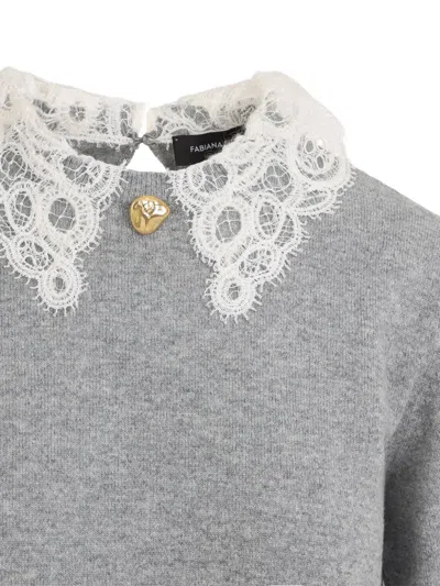 Fabiana Filippi Virgin Wool Lace Collar Pullover