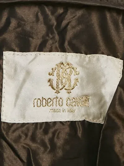 Pre-owned Roberto Cavalli Crinkled-finish Coat In Brown