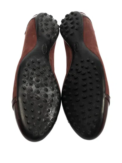 Pre-owned Tod's Patent-trim Suede Ballet Flats