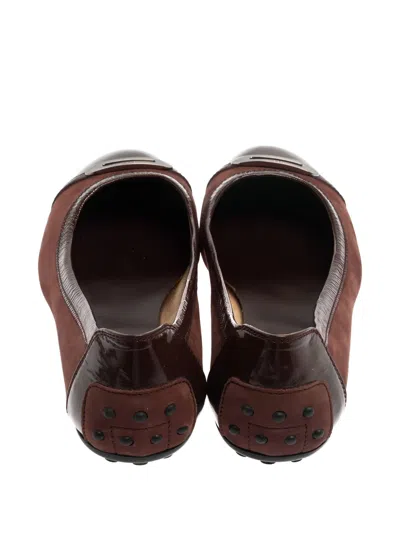 Pre-owned Tod's Patent-trim Suede Ballet Flats
