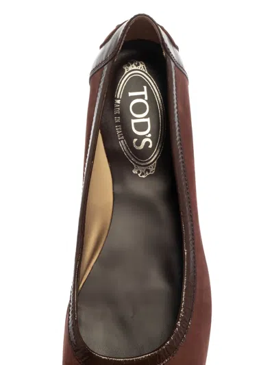 Pre-owned Tod's Patent-trim Suede Ballet Flats