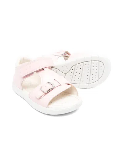 Geox Alul Buckle-fastening Leather Sandals In Pink